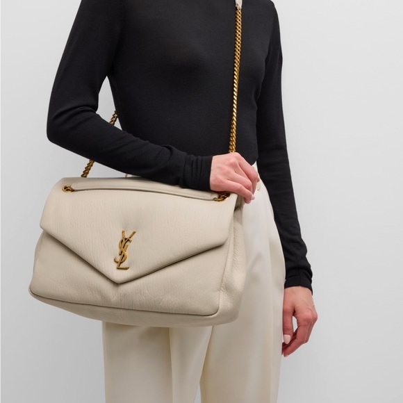 YVES SAINT LAURENT YSL LARGE CALYPSO LEATHER BAG CREMA SOFT NEW - Picture 3 of 16